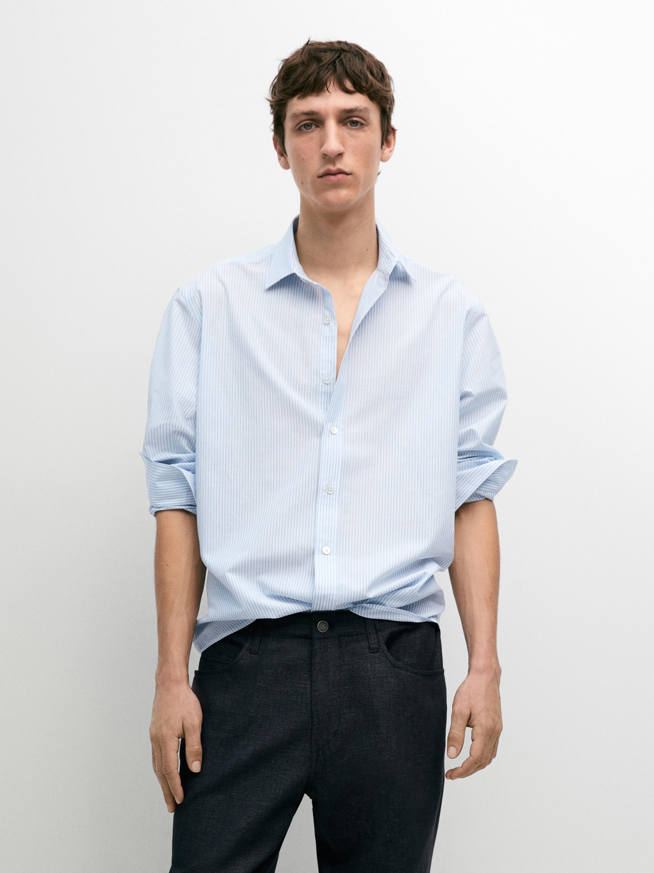 Chemise regular fit à rayures 100 % coton